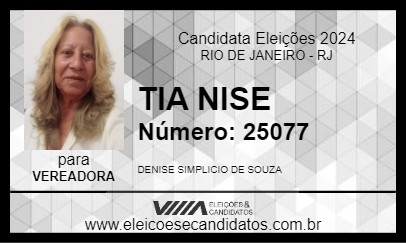 Candidato TIA NISE 2024 - RIO DE JANEIRO - Eleições