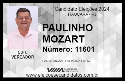 Candidato PAULINHO MOZART 2024 - ITAOCARA - Eleições