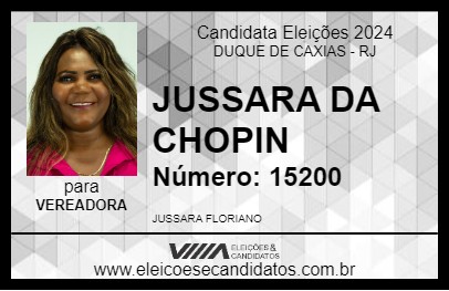 Candidato JUSSARA DA CHOPIN 2024 - DUQUE DE CAXIAS - Eleições