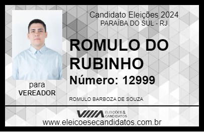 Candidato ROMULO DO RUBINHO 2024 - PARAÍBA DO SUL - Eleições