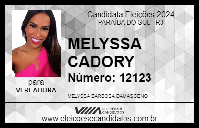 Candidato MELYSSA CADORY 2024 - PARAÍBA DO SUL - Eleições