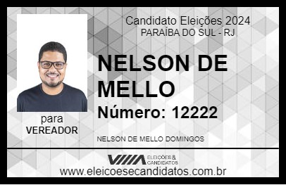 Candidato NELSON DE MELLO 2024 - PARAÍBA DO SUL - Eleições