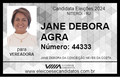 Candidato JANE DEBORA AGRA 2024 - NITERÓI - Eleições