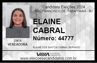 Candidato ELAINE CABRAL 2024 - SÃO FRANCISCO DE ITABAPOANA - Eleições