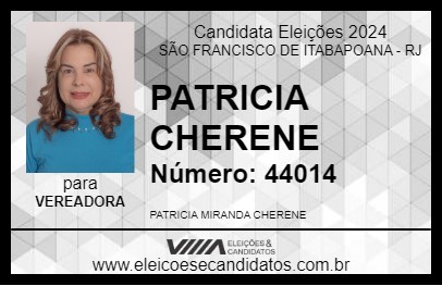 Candidato PATRICIA CHERENE 2024 - SÃO FRANCISCO DE ITABAPOANA - Eleições