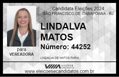 Candidato LINDALVA MATOS 2024 - SÃO FRANCISCO DE ITABAPOANA - Eleições