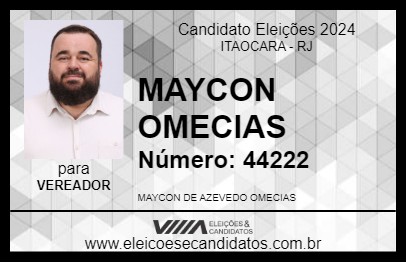 Candidato MAYCON OMECIAS 2024 - ITAOCARA - Eleições