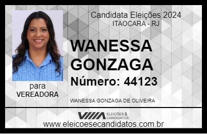 Candidato WANESSA GONZAGA 2024 - ITAOCARA - Eleições