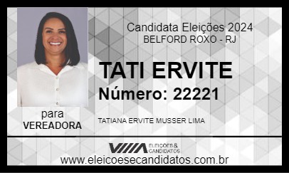 Candidato TATI ERVITE 2024 - BELFORD ROXO - Eleições