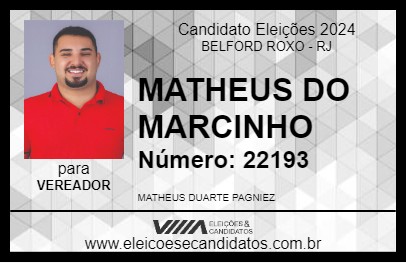 Candidato MATHEUS DO MARCINHO BOMBEIRO 2024 - BELFORD ROXO - Eleições