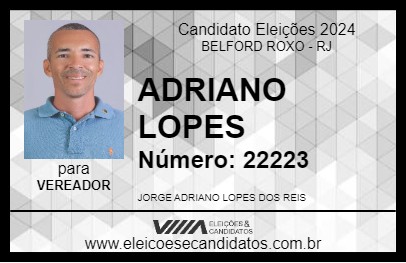 Candidato ADRIANO LOPES 2024 - BELFORD ROXO - Eleições