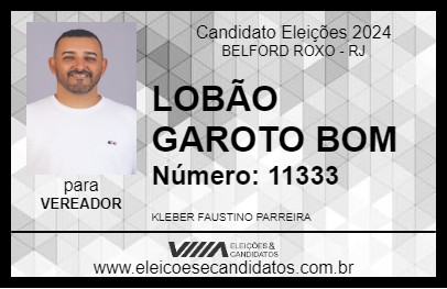 Candidato LOBÃO GAROTO BOM 2024 - BELFORD ROXO - Eleições