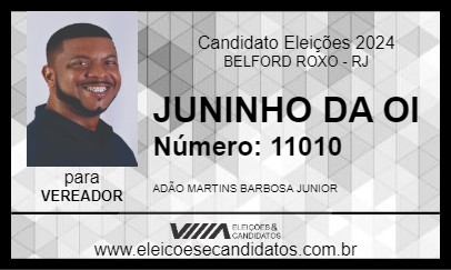 Candidato JUNINHO DA OI 2024 - BELFORD ROXO - Eleições