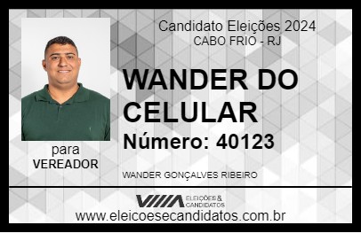 Candidato WANDER DO CELULAR 2024 - CABO FRIO - Eleições