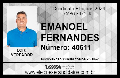 Candidato EMANOEL FERNANDES 2024 - CABO FRIO - Eleições