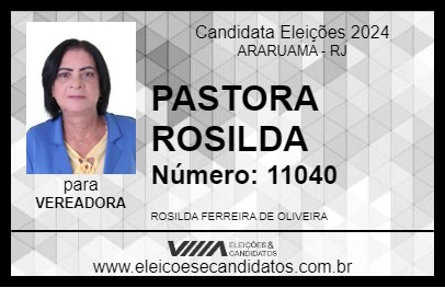 Candidato PASTORA ROSILDA 2024 - ARARUAMA - Eleições