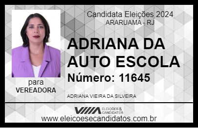 Candidato ADRIANA DA AUTO ESCOLA 2024 - ARARUAMA - Eleições