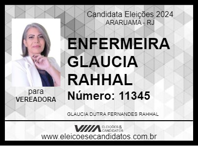 Candidato ENFERMEIRA GLAUCIA RAHHAL 2024 - ARARUAMA - Eleições