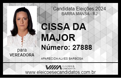 Candidato CISSA DA MAJOR 2024 - BARRA MANSA - Eleições