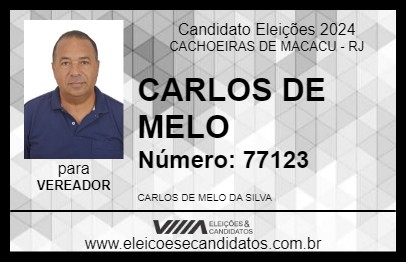 Candidato CARLOS DE MELO 2024 - CACHOEIRAS DE MACACU - Eleições