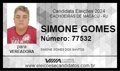 Candidato SIMONE GOMES 2024 - CACHOEIRAS DE MACACU - Eleições