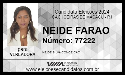 Candidato NEIDE FARAO 2024 - CACHOEIRAS DE MACACU - Eleições