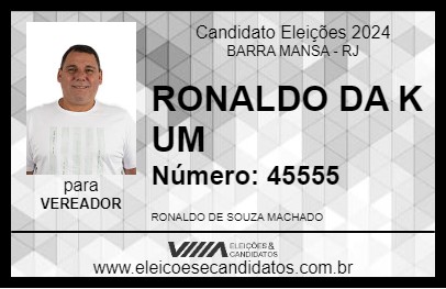 Candidato RONALDO DA K UM 2024 - BARRA MANSA - Eleições