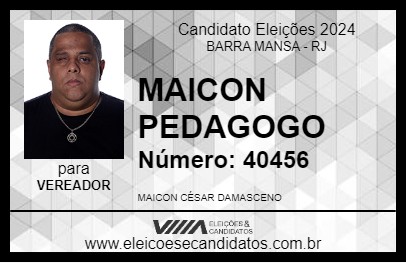 Candidato MAICON PEDAGOGO 2024 - BARRA MANSA - Eleições