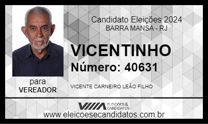 Candidato VICENTINHO 2024 - BARRA MANSA - Eleições