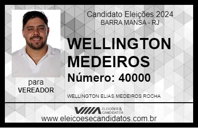 Candidato WELLINGTON MEDEIROS 2024 - BARRA MANSA - Eleições