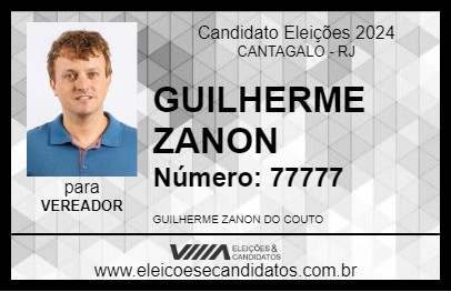 Candidato GUILHERME ZANON 2024 - CANTAGALO - Eleições