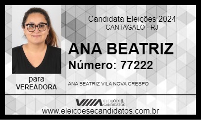 Candidato ANA BEATRIZ 2024 - CANTAGALO - Eleições