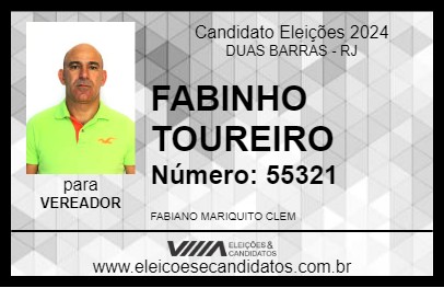 Candidato FABINHO TOUREIRO 2024 - DUAS BARRAS - Eleições