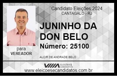 Candidato JUNINHO DA DON BELO 2024 - CANTAGALO - Eleições