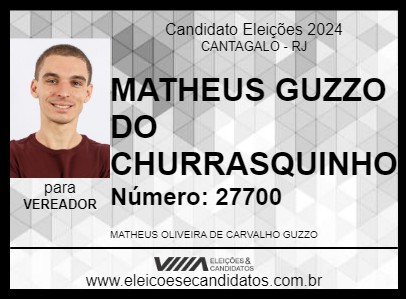 Candidato MATHEUS GUZZO DO CHURRASQUINHO 2024 - CANTAGALO - Eleições