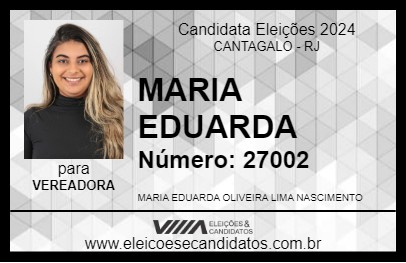 Candidato MARIA EDUARDA 2024 - CANTAGALO - Eleições