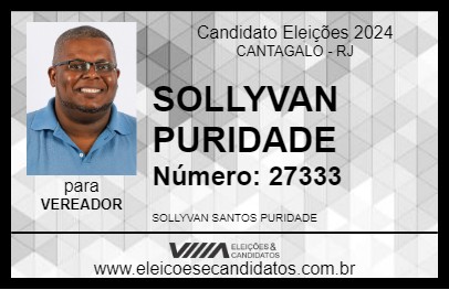 Candidato SOLLYVAN PURIDADE 2024 - CANTAGALO - Eleições