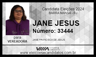 Candidato JANE JESUS 2024 - BARRA MANSA - Eleições