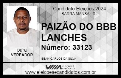 Candidato PAIZÃO DO BBB LANCHES 2024 - BARRA MANSA - Eleições