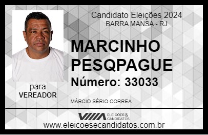 Candidato MARCINHO PESQPAGUE 2024 - BARRA MANSA - Eleições