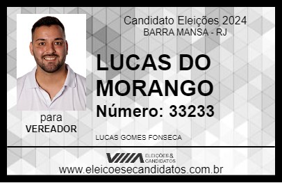 Candidato LUCAS DO MORANGO 2024 - BARRA MANSA - Eleições