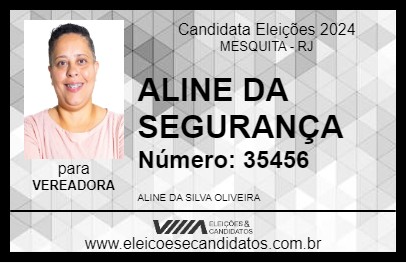 Candidato ALINE DA SEGURANÇA 2024 - MESQUITA - Eleições