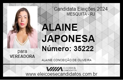 Candidato ALAINE JAPONESA 2024 - MESQUITA - Eleições