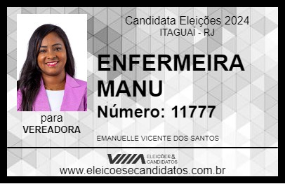 Candidato ENFERMEIRA MANU 2024 - ITAGUAÍ - Eleições