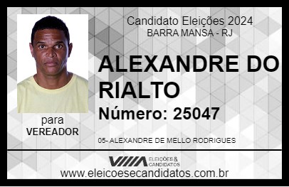 Candidato ALEXANDRE DO RIALTO 2024 - BARRA MANSA - Eleições