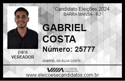 Candidato GABRIEL COSTA 2024 - BARRA MANSA - Eleições