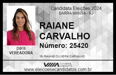 Candidato RAIANE CARVALHO 2024 - BARRA MANSA - Eleições