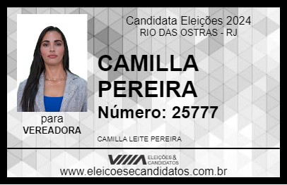 Candidato CAMILLA PEREIRA 2024 - RIO DAS OSTRAS - Eleições