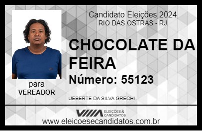 Candidato CHOCOLATE DA FEIRA 2024 - RIO DAS OSTRAS - Eleições