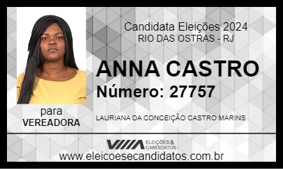 Candidato ANNA CASTRO 2024 - RIO DAS OSTRAS - Eleições